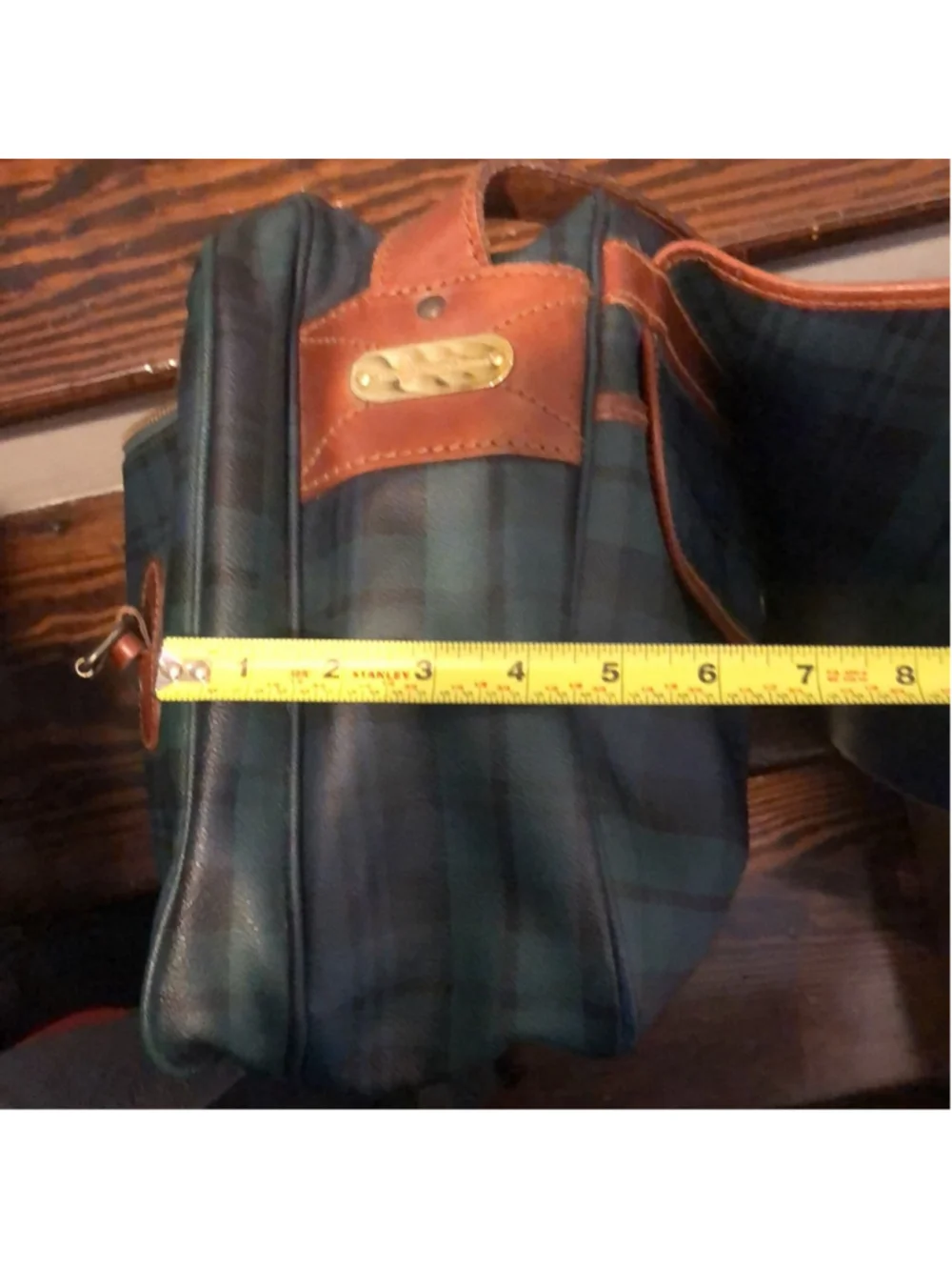 RALPH LAUREN Black Watch Plaid Crossbody Computer Messenger Tote Bag Vintage